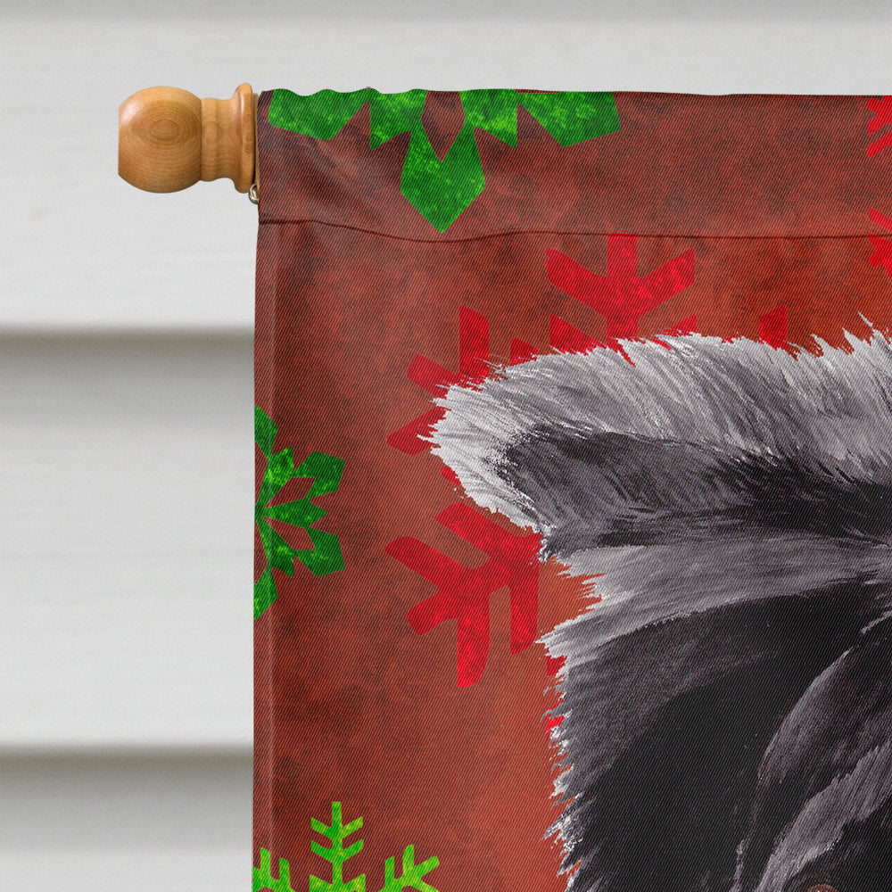 Border Collie Red and Green Snowflakes Holiday Christmas House Flag 28x40 Porch Sleeve Pole Decorative Outside Yard Banner Artwork Wall Hanging, Polyester