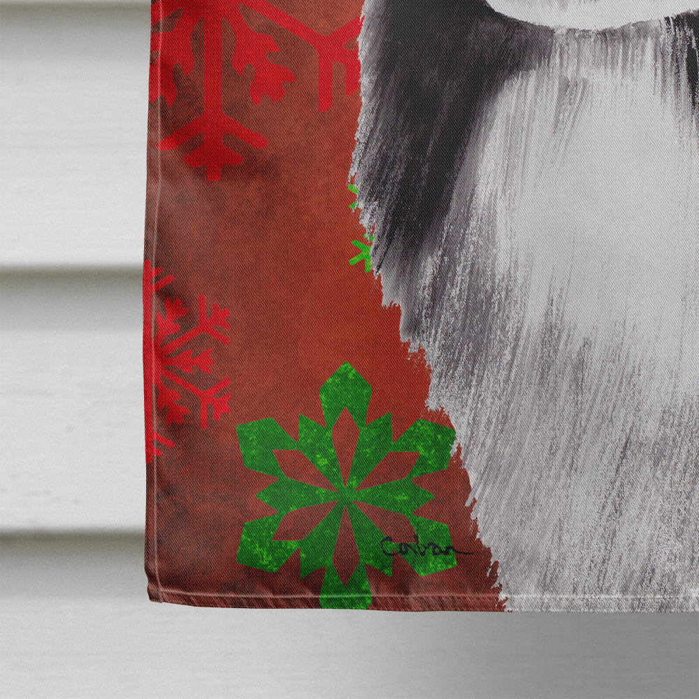 Border Collie Red and Green Snowflakes Holiday Christmas House Flag 28x40 Porch Sleeve Pole Decorative Outside Yard Banner Artwork Wall Hanging, Polyester