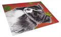 Border Collie Red and Green Snowflakes Holiday Christmas Cutting Board Tempered Glass Kitchen Cutting Surface, Heat Resistant Chopping, Non-Slip Feet, Food Prep & Serving