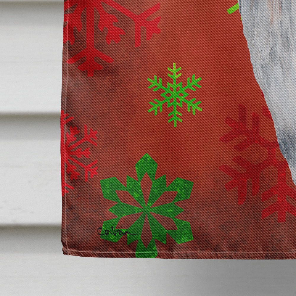Beagle Red and Green Snowflakes Holiday Christmas House Flag 28x40 Porch Sleeve Pole Decorative Outside Yard Banner Artwork Wall Hanging, Polyester