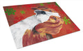 Beagle Red and Green Snowflakes Holiday Christmas Cutting Board Tempered Glass Kitchen Cutting Surface, Heat Resistant Chopping, Non-Slip Feet, Food Prep & Serving