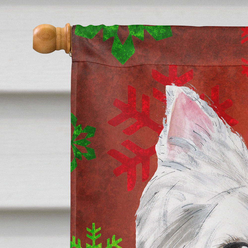 Westie Red and Green Snowflakes Holiday Christmas House Flag 28x40 Porch Sleeve Pole Decorative Outside Yard Banner Artwork Wall Hanging, Polyester