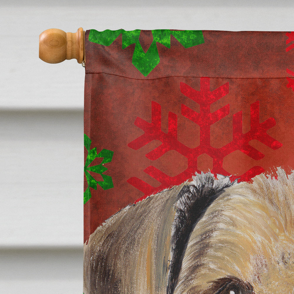 Airedale Red and Green Snowflakes Holiday Christmas House Flag 28x40 Porch Sleeve Pole Decorative Outside Yard Banner Artwork Wall Hanging, Polyester