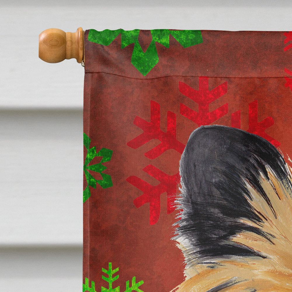 Cairn Terrier Red and Green Snowflakes Holiday Christmas House Flag 28x40 Porch Sleeve Pole Decorative Outside Yard Banner Artwork Wall Hanging, Polyester