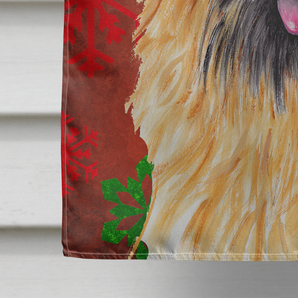 Cairn Terrier Red and Green Snowflakes Holiday Christmas House Flag 28x40 Porch Sleeve Pole Decorative Outside Yard Banner Artwork Wall Hanging, Polyester