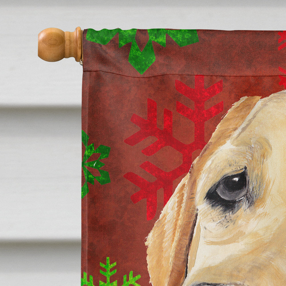 Labrador Red and Green Snowflakes Holiday Christmas House Flag 28x40 Porch Sleeve Pole Decorative Outside Yard Banner Artwork Wall Hanging, Polyester