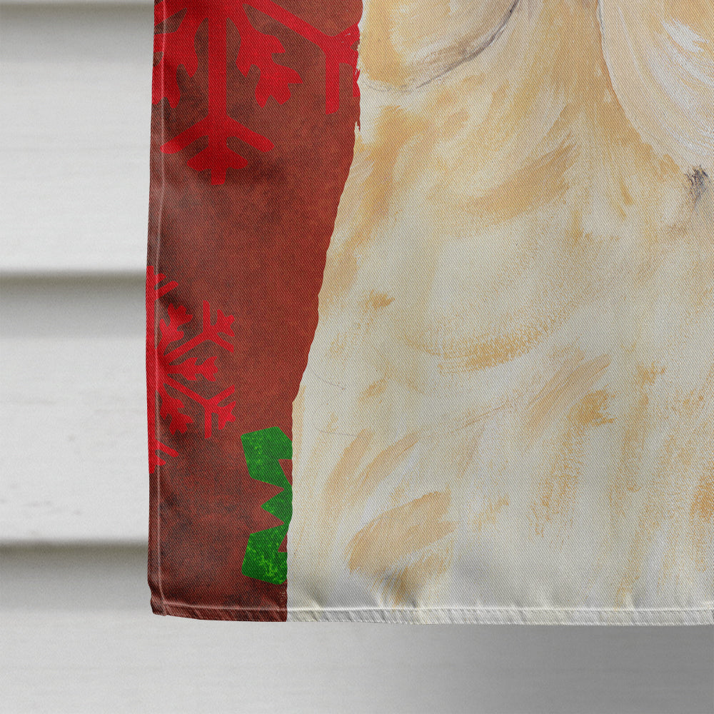 Labrador Red and Green Snowflakes Holiday Christmas House Flag 28x40 Porch Sleeve Pole Decorative Outside Yard Banner Artwork Wall Hanging, Polyester
