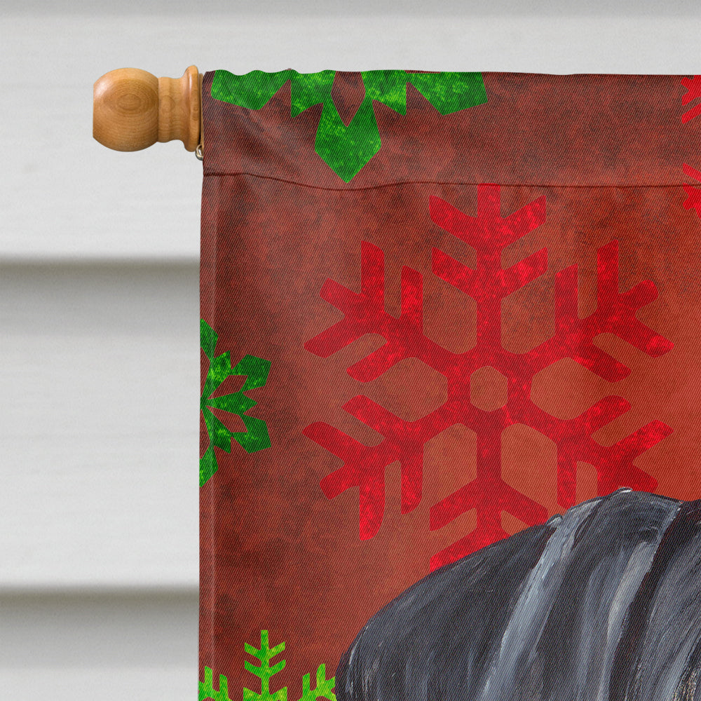 Doberman Red and Green Snowflakes Holiday Christmas House Flag 28x40 Porch Sleeve Pole Decorative Outside Yard Banner Artwork Wall Hanging, Polyester