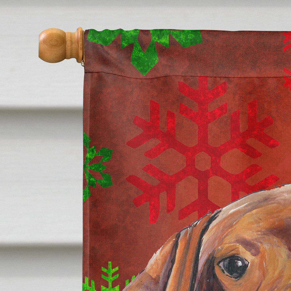 Vizsla Red and Green Snowflakes Holiday Christmas House Flag 28x40 Porch Sleeve Pole Decorative Outside Yard Banner Artwork Wall Hanging, Polyester
