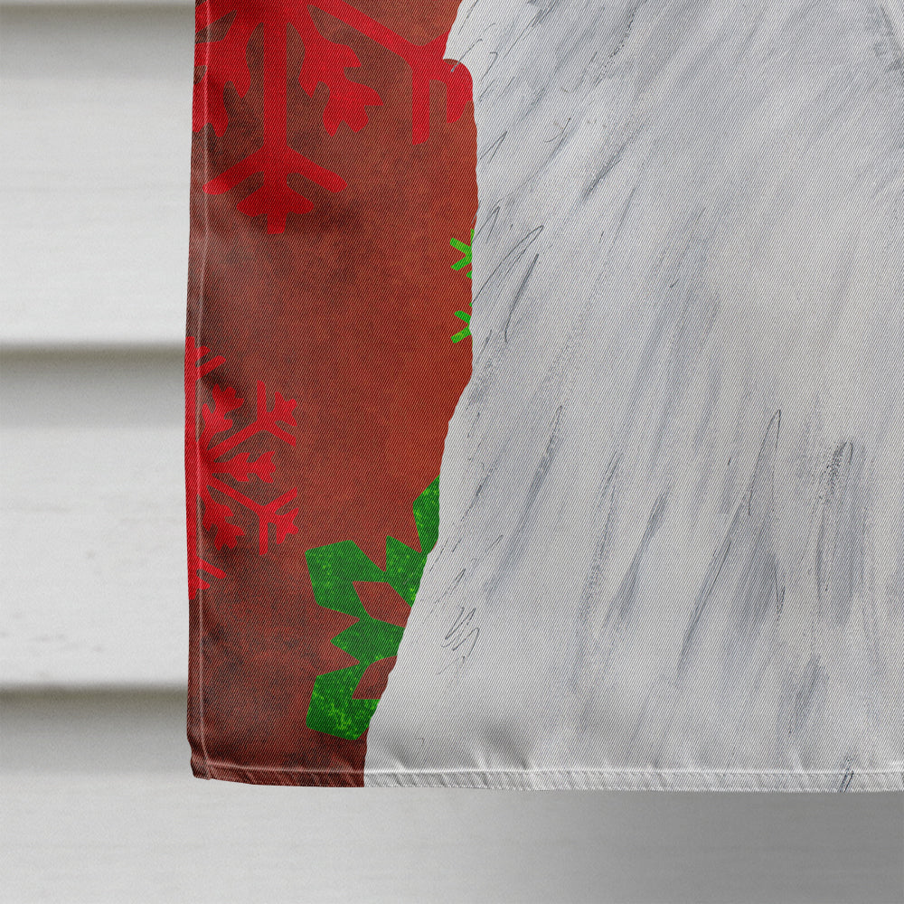 American Eskimo Red and Green Snowflakes Holiday Christmas House Flag 28x40 Porch Sleeve Pole Decorative Outside Yard Banner Artwork Wall Hanging, Polyester