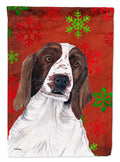 Welsh Springer Spaniel Red  Green Snowflakes Holiday Christmas House Flag 28x40 Porch Sleeve Pole Decorative Outside Yard Banner Artwork Wall Hanging, Polyester