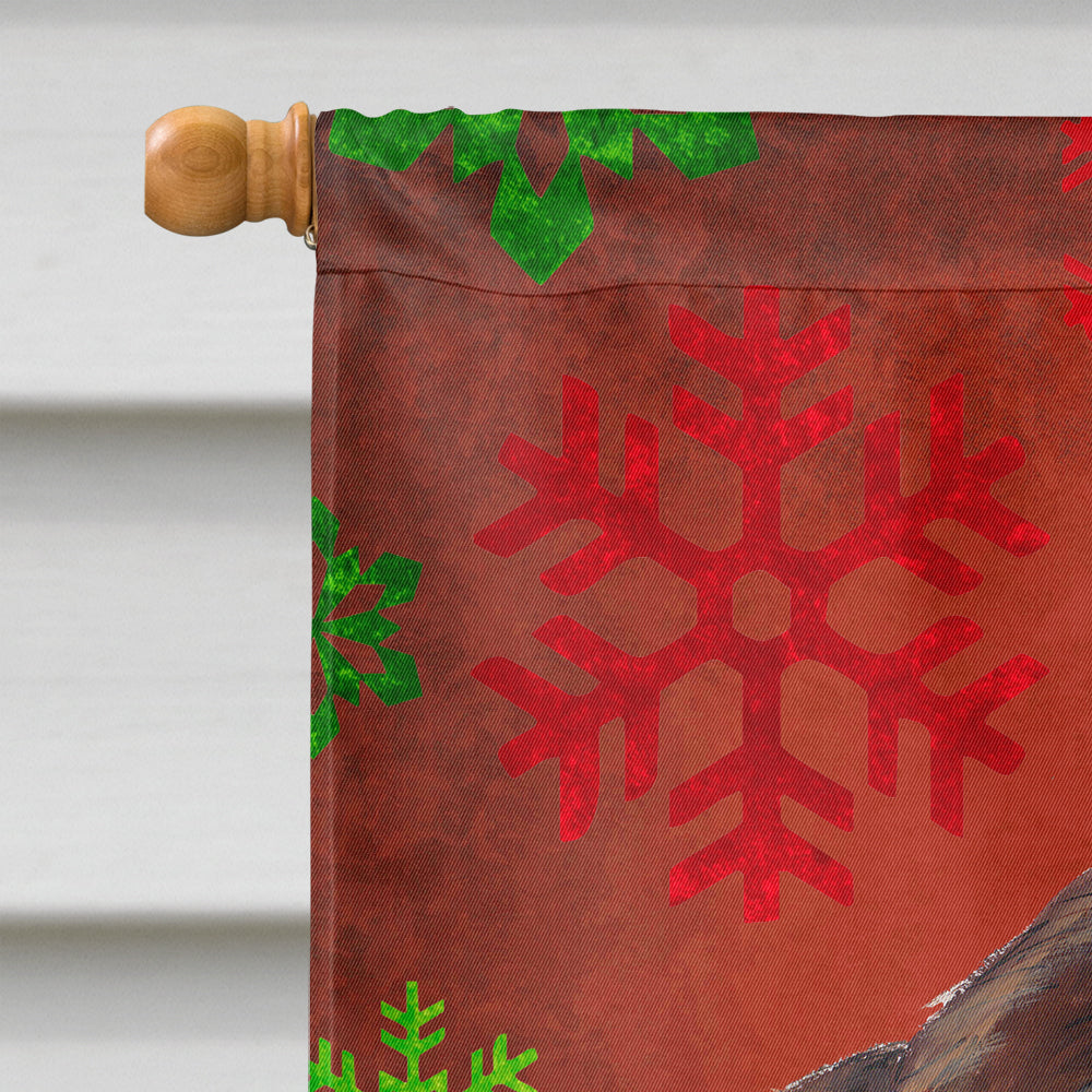 Welsh Springer Spaniel Red  Green Snowflakes Holiday Christmas House Flag 28x40 Porch Sleeve Pole Decorative Outside Yard Banner Artwork Wall Hanging, Polyester