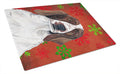 Welsh Springer Spaniel Red  Green Snowflakes Holiday Christmas Cutting Board Tempered Glass Kitchen Cutting Surface, Heat Resistant Chopping, Non-Slip Feet, Food Prep & Serving