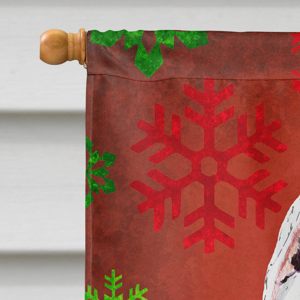 Pit Bull Red and Green Snowflakes Holiday Christmas House Flag 28x40 Porch Sleeve Pole Decorative Outside Yard Banner Artwork Wall Hanging, Polyester