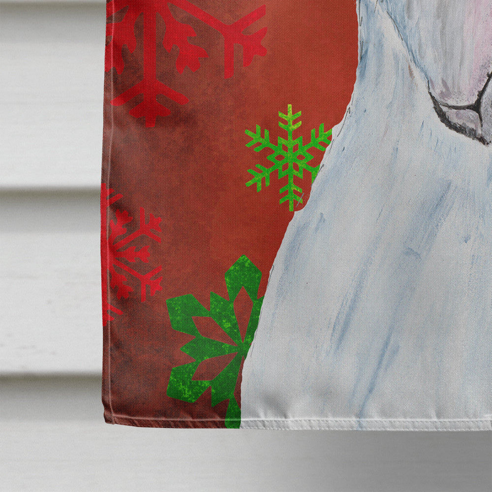Pit Bull Red and Green Snowflakes Holiday Christmas House Flag 28x40 Porch Sleeve Pole Decorative Outside Yard Banner Artwork Wall Hanging, Polyester