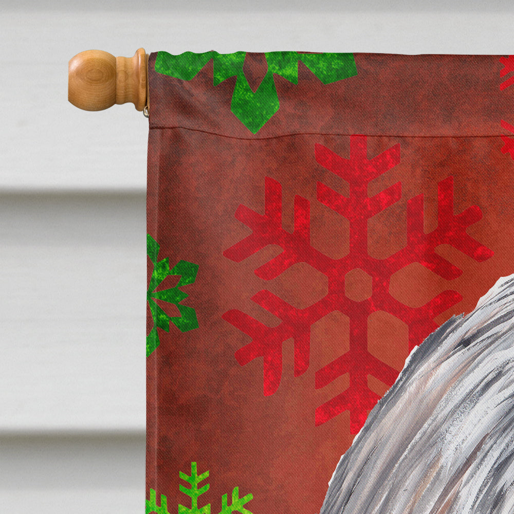 Shih Tzu Red and Green Snowflakes Holiday Christmas House Flag 28x40 Porch Sleeve Pole Decorative Outside Yard Banner Artwork Wall Hanging, Polyester