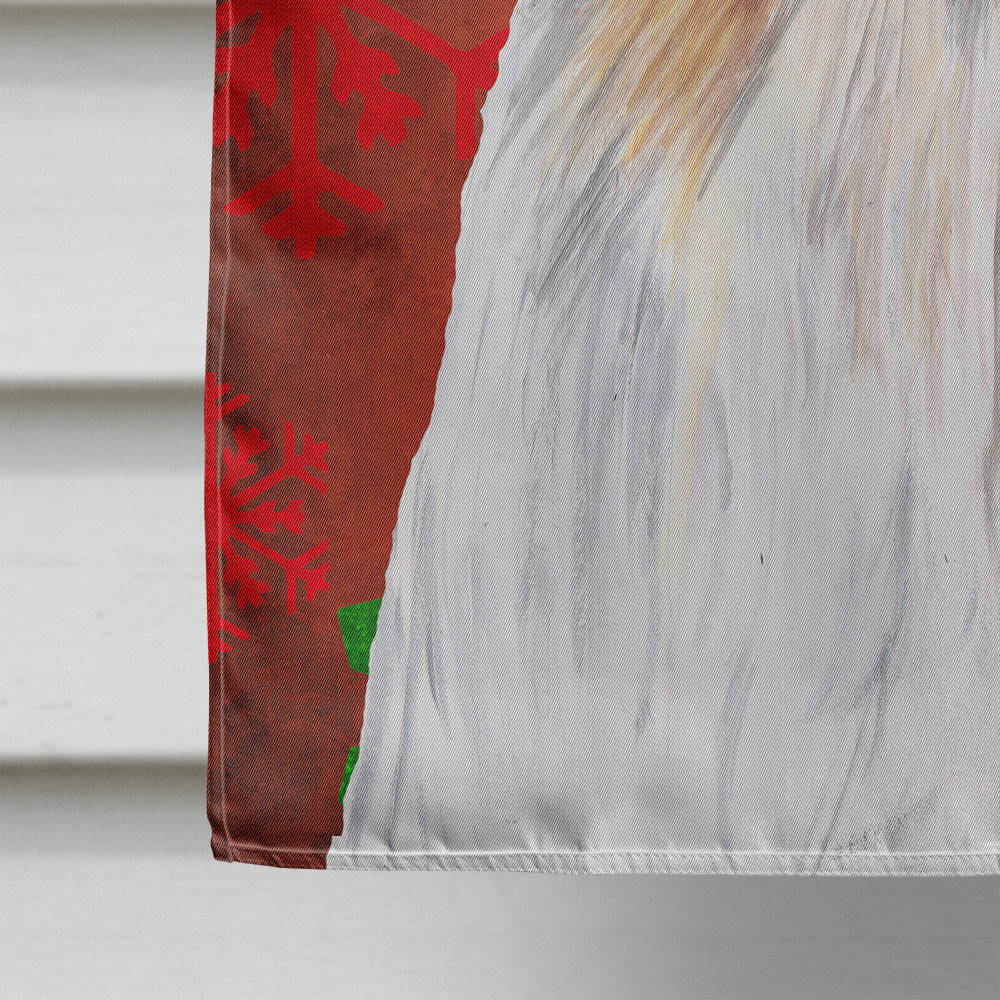 Shih Tzu Red and Green Snowflakes Holiday Christmas House Flag 28x40 Porch Sleeve Pole Decorative Outside Yard Banner Artwork Wall Hanging, Polyester