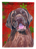 Labrador Red and Green Snowflakes Holiday Christmas House Flag 28x40 Porch Sleeve Pole Decorative Outside Yard Banner Artwork Wall Hanging, Polyester