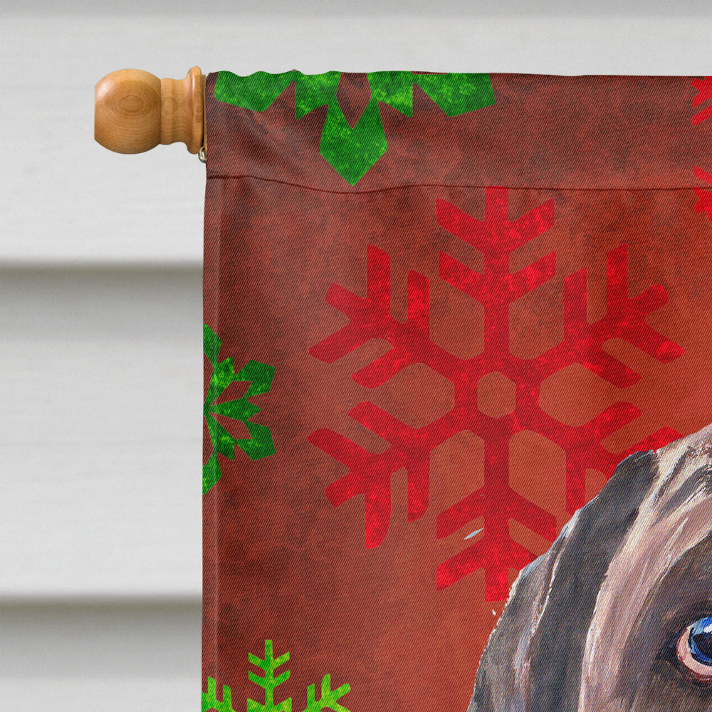 Labrador Red and Green Snowflakes Holiday Christmas House Flag 28x40 Porch Sleeve Pole Decorative Outside Yard Banner Artwork Wall Hanging, Polyester