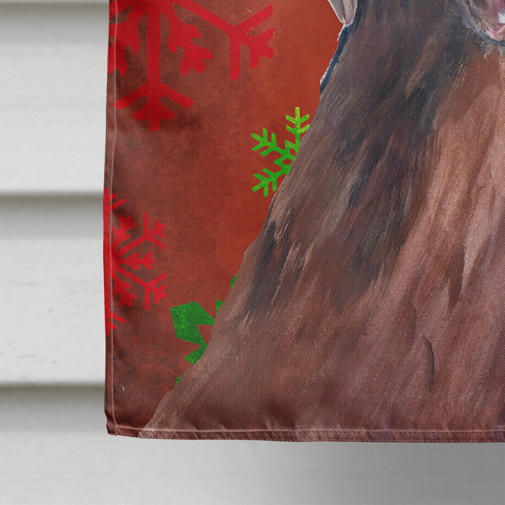 Labrador Red and Green Snowflakes Holiday Christmas House Flag 28x40 Porch Sleeve Pole Decorative Outside Yard Banner Artwork Wall Hanging, Polyester