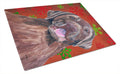 Labrador Red and Green Snowflakes Holiday Christmas Cutting Board Tempered Glass Kitchen Cutting Surface, Heat Resistant Chopping, Non-Slip Feet, Food Prep & Serving