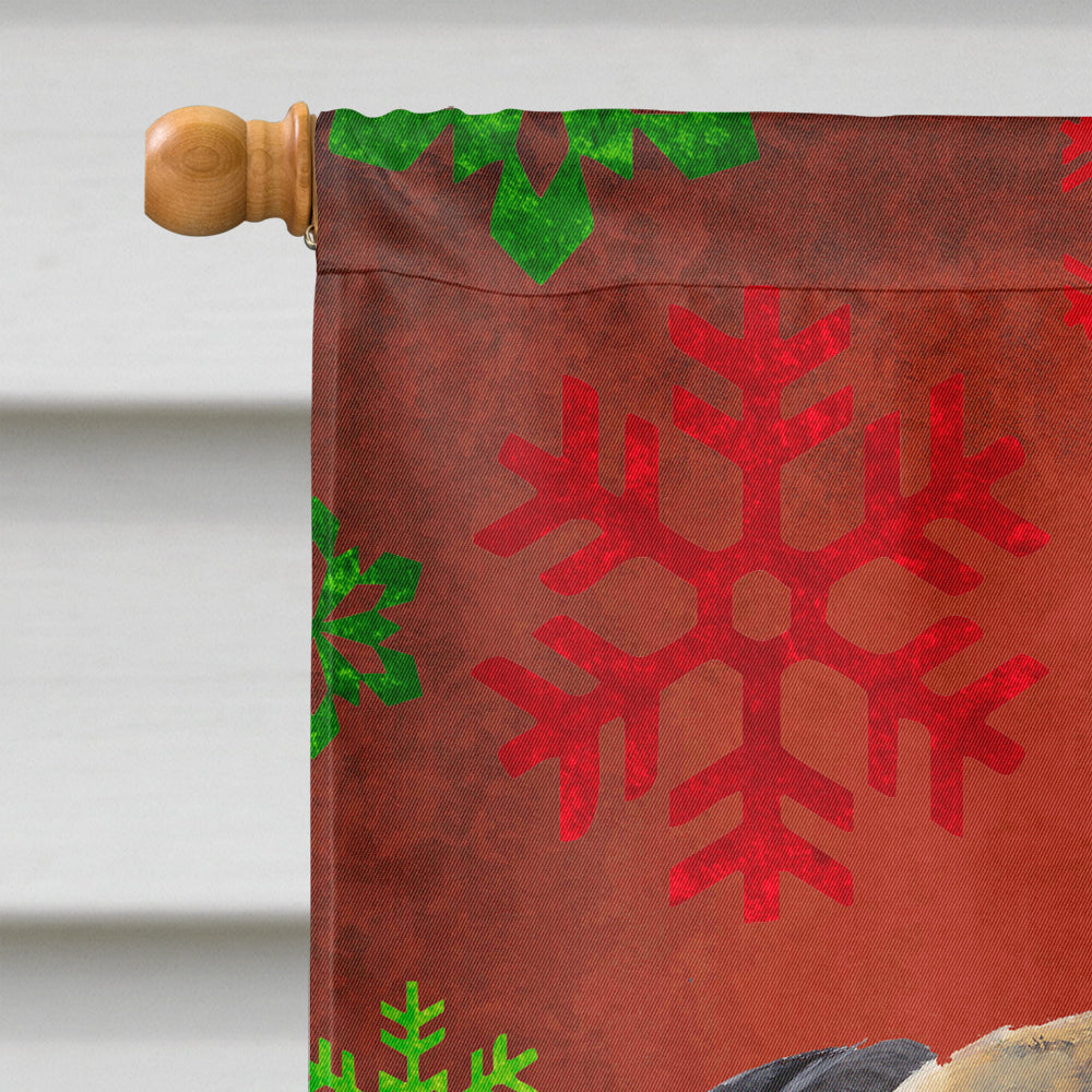 Mastiff Red and Green Snowflakes Holiday Christmas House Flag 28x40 Porch Sleeve Pole Decorative Outside Yard Banner Artwork Wall Hanging, Polyester