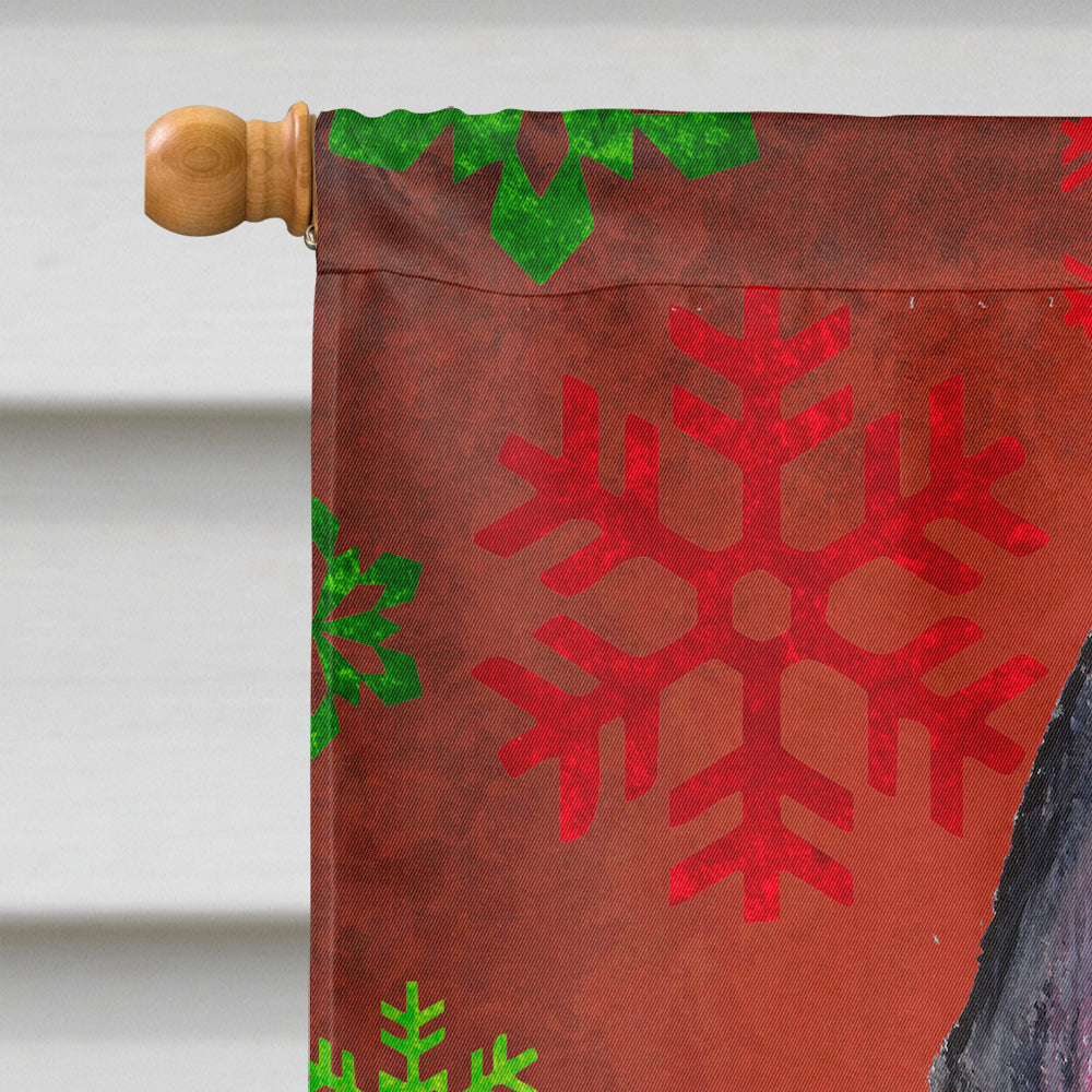 Scottish Terrier Red and Green Snowflakes Holiday Christmas House Flag 28x40 Porch Sleeve Pole Decorative Outside Yard Banner Artwork Wall Hanging, Polyester