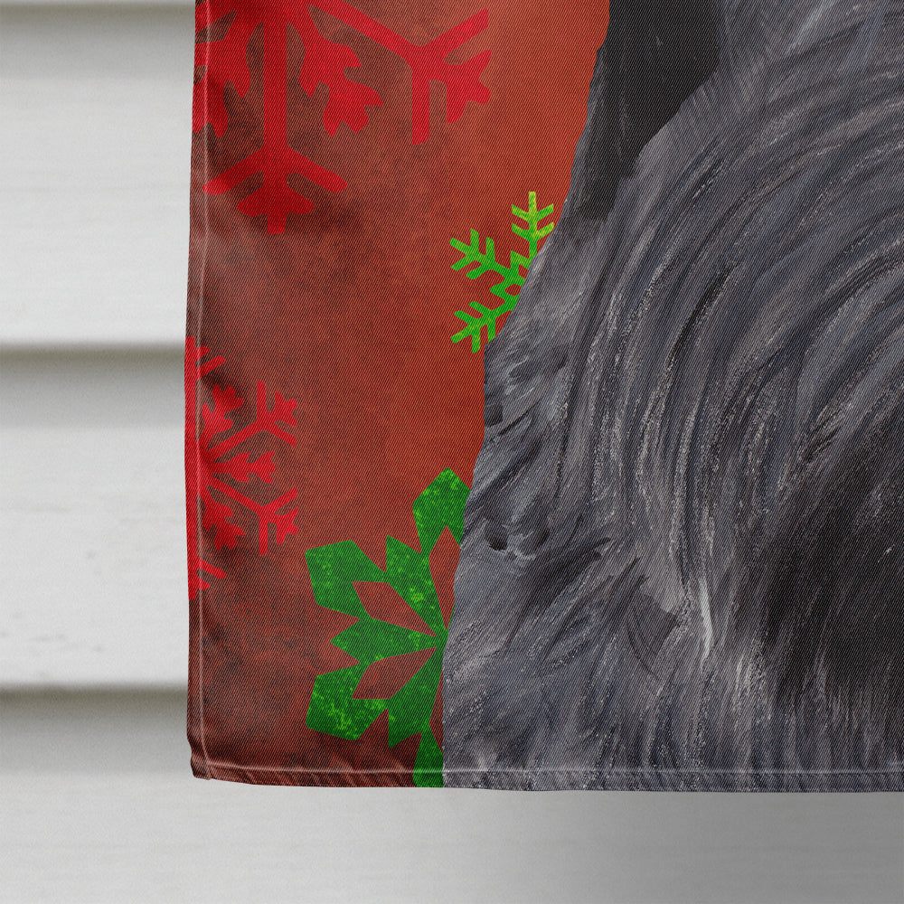 Scottish Terrier Red and Green Snowflakes Holiday Christmas House Flag 28x40 Porch Sleeve Pole Decorative Outside Yard Banner Artwork Wall Hanging, Polyester