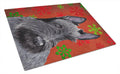 Scottish Terrier Red and Green Snowflakes Holiday Christmas Cutting Board Tempered Glass Kitchen Cutting Surface, Heat Resistant Chopping, Non-Slip Feet, Food Prep & Serving