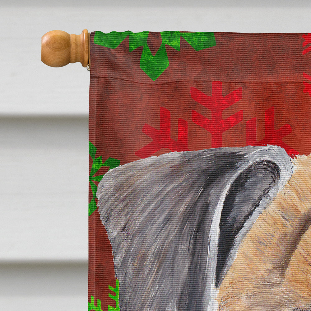 Boxer Red and Green Snowflakes Holiday Christmas House Flag 28x40 Porch Sleeve Pole Decorative Outside Yard Banner Artwork Wall Hanging, Polyester