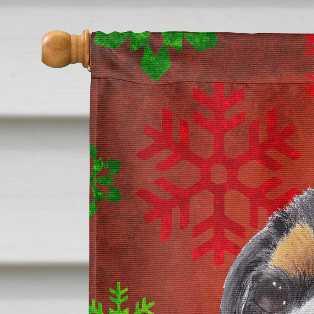 Cavalier Spaniel Red and Green Snowflakes Holiday Christmas House Flag 28x40 Porch Sleeve Pole Decorative Outside Yard Banner Artwork Wall Hanging, Polyester