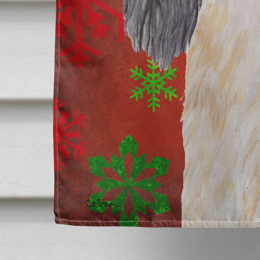 Cavalier Spaniel Red and Green Snowflakes Holiday Christmas House Flag 28x40 Porch Sleeve Pole Decorative Outside Yard Banner Artwork Wall Hanging, Polyester