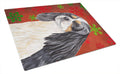 Cavalier Spaniel Red and Green Snowflakes Holiday Christmas Cutting Board Tempered Glass Kitchen Cutting Surface, Heat Resistant Chopping, Non-Slip Feet, Food Prep & Serving