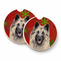 Belgian Tervuren Red and Green Snowflakes Holiday Christmas Set of 2 Cup Holder Car Coasters Absorbent Round Sandstone Coasters Gifts for Men or Women, 2.5, Multicolor