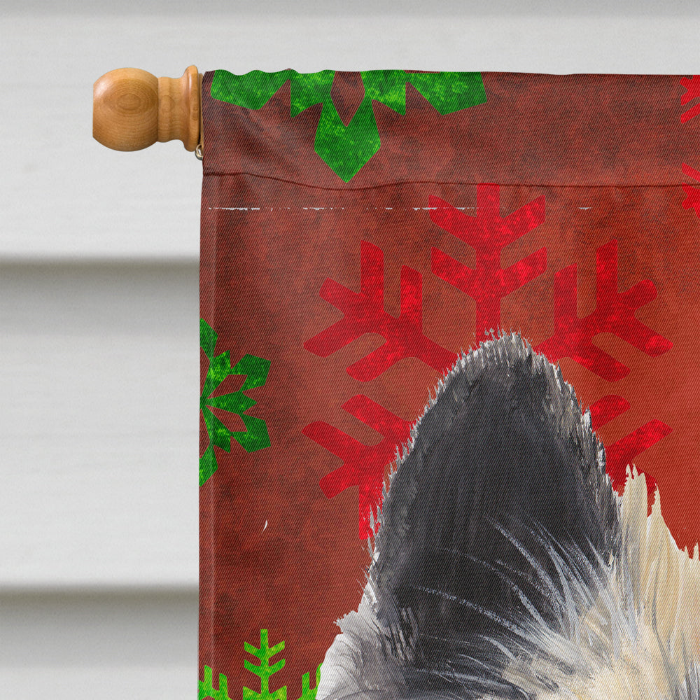Belgian Tervuren Red and Green Snowflakes Holiday Christmas House Flag 28x40 Porch Sleeve Pole Decorative Outside Yard Banner Artwork Wall Hanging, Polyester
