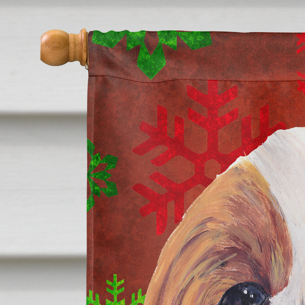 Cavalier Spaniel Red and Green Snowflakes Holiday Christmas House Flag 28x40 Porch Sleeve Pole Decorative Outside Yard Banner Artwork Wall Hanging, Polyester