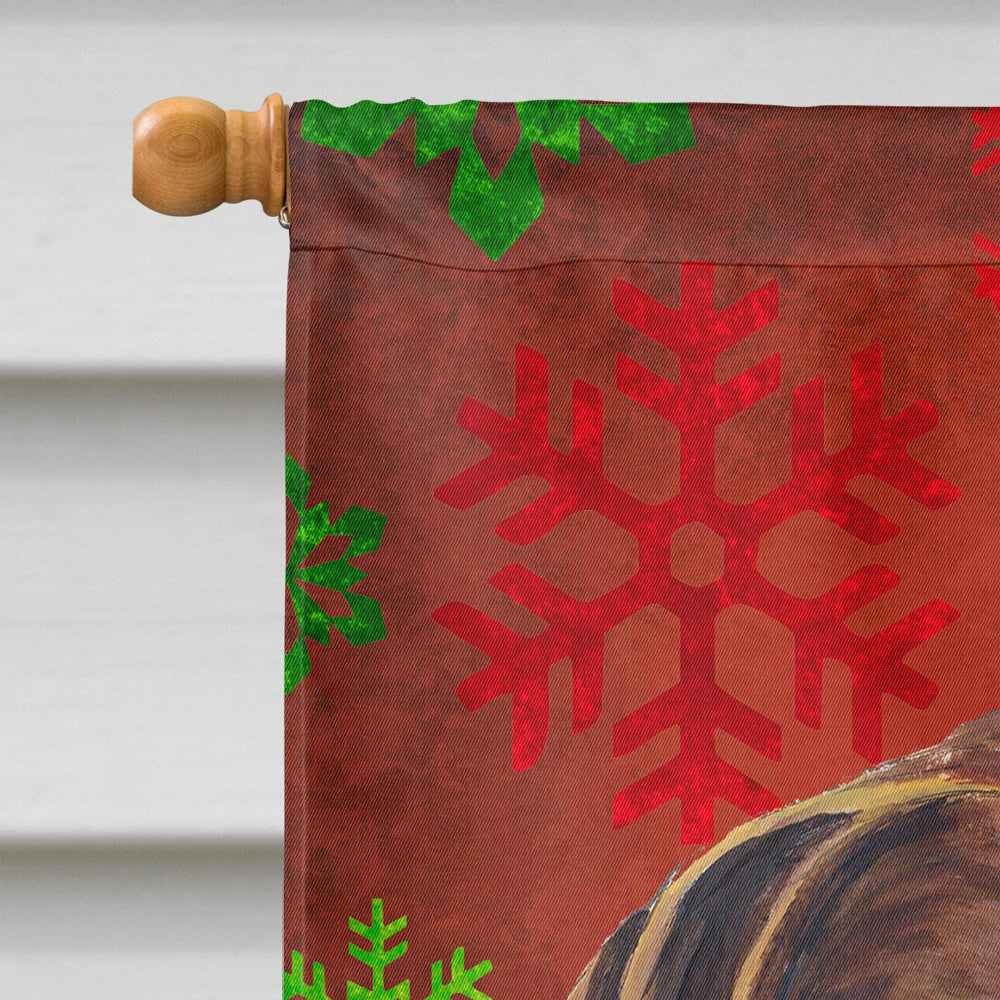 German Shorthaired Pointer Red  Snowflakes Holiday Christmas House Flag 28x40 Porch Sleeve Pole Decorative Outside Yard Banner Artwork Wall Hanging, Polyester