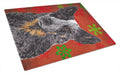 Australian Cattle Dog Red Green Snowflakes Christmas Cutting Board Tempered Glass Kitchen Cutting Surface, Heat Resistant Chopping, Non-Slip Feet, Food Prep & Serving