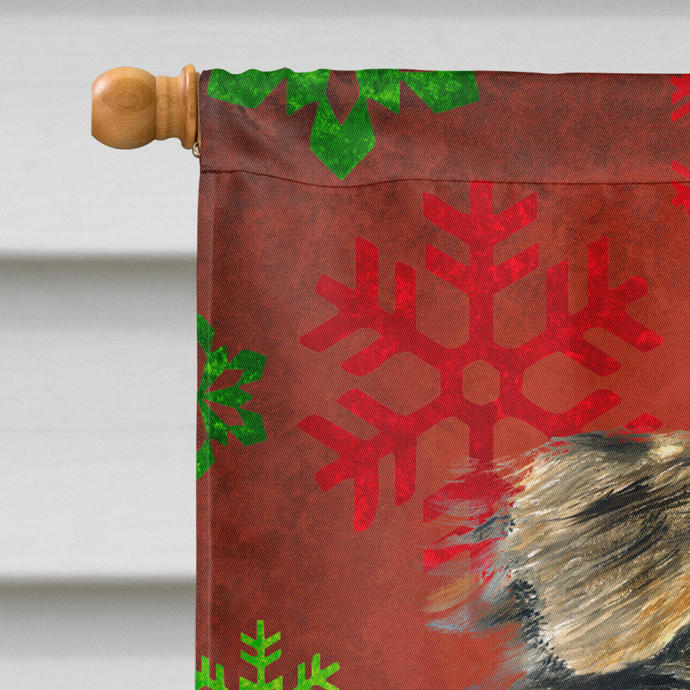 Australian Shepherd Red Green Snowflakes Christmas House Flag 28x40 Porch Sleeve Pole Decorative Outside Yard Banner Artwork Wall Hanging, Polyester