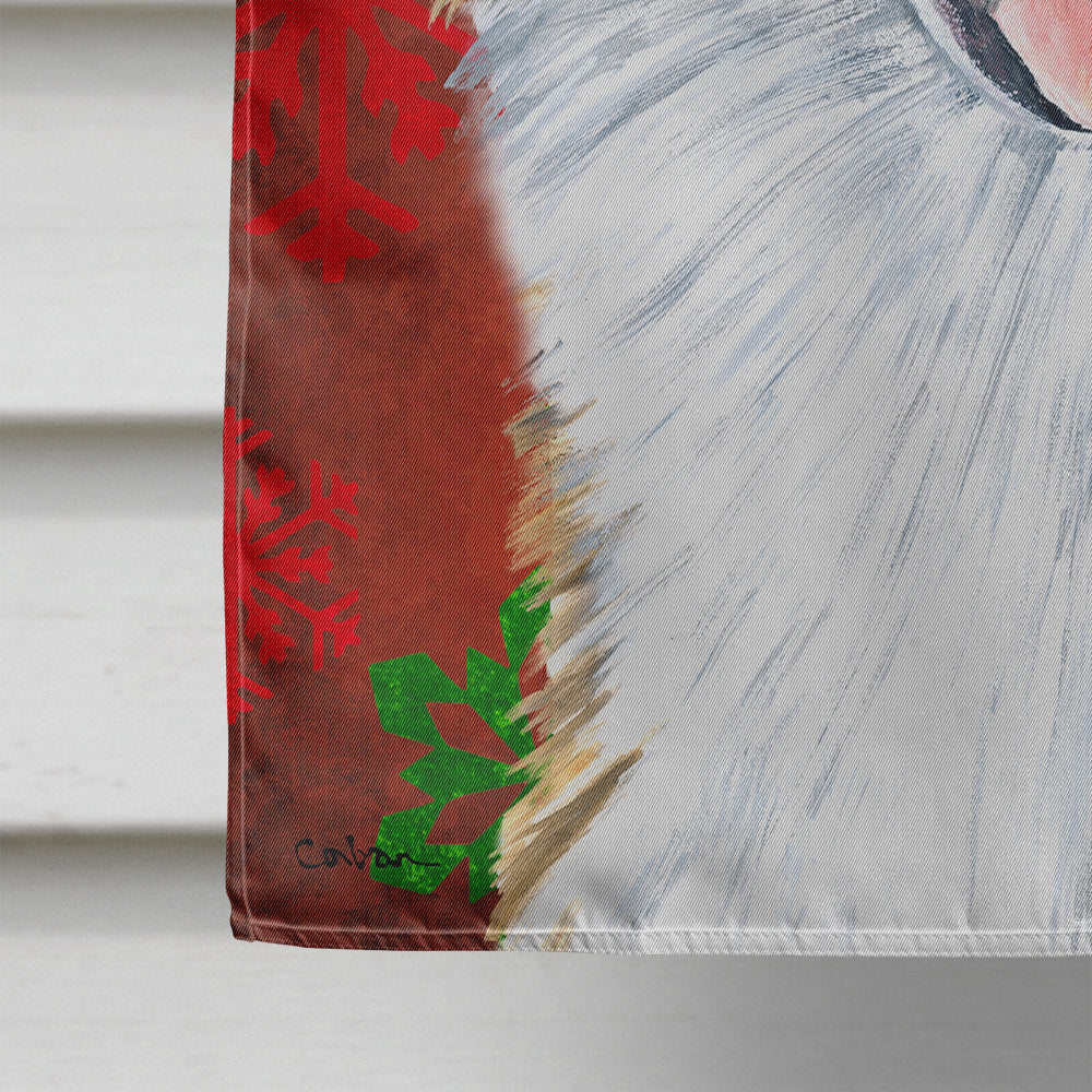 Australian Shepherd Red Green Snowflakes Christmas House Flag 28x40 Porch Sleeve Pole Decorative Outside Yard Banner Artwork Wall Hanging, Polyester