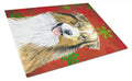 Australian Shepherd Red Green Snowflakes Christmas Cutting Board Tempered Glass Kitchen Cutting Surface, Heat Resistant Chopping, Non-Slip Feet, Food Prep & Serving