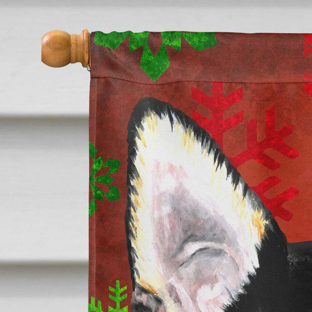 Chihuahua Red and Green Snowflakes Holiday Christmas House Flag 28x40 Porch Sleeve Pole Decorative Outside Yard Banner Artwork Wall Hanging, Polyester