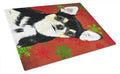 Chihuahua Red and Green Snowflakes Holiday Christmas Cutting Board Tempered Glass Kitchen Cutting Surface, Heat Resistant Chopping, Non-Slip Feet, Food Prep & Serving