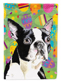 Boston Terrier Easter Eggtravaganza House Flag 28x40 Porch Sleeve Pole Decorative Outside Yard Banner Artwork Wall Hanging, Polyester