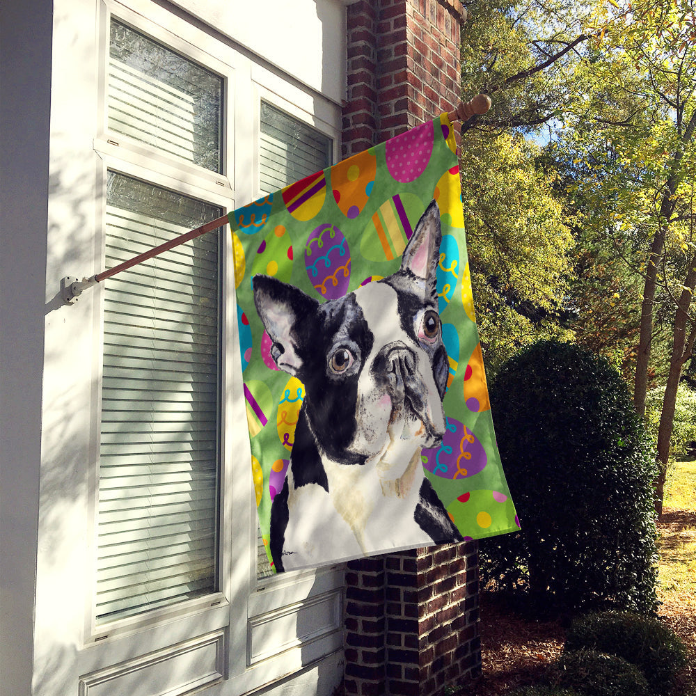 Boston Terrier Easter Eggtravaganza House Flag 28x40 Porch Sleeve Pole Decorative Outside Yard Banner Artwork Wall Hanging, Polyester