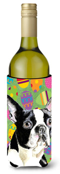 Boston Terrier Easter Eggtravaganza Wine Bottle Hugger Gift Sleeve for Standard 750 ml Bottles, Insulated Reusable Also Fits Mini Shot & Pint Bottles