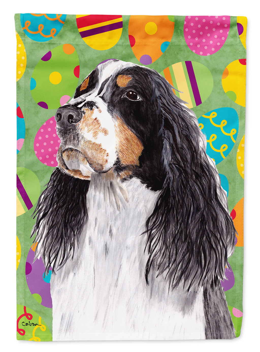 Springer Spaniel Easter Eggtravaganza House Flag 28x40 Porch Sleeve Pole Decorative Outside Yard Banner Artwork Wall Hanging, Polyester