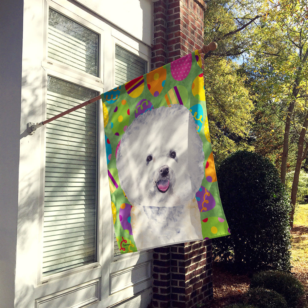 Bichon Frise Easter Eggtravaganza House Flag 28x40 Porch Sleeve Pole Decorative Outside Yard Banner Artwork Wall Hanging, Polyester