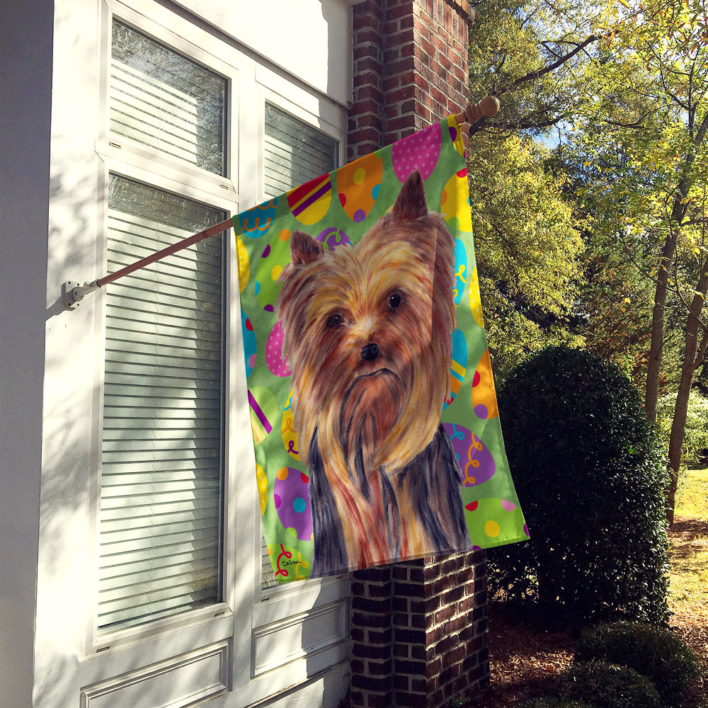 Yorkie Easter Eggtravaganza House Flag 28x40 Porch Sleeve Pole Decorative Outside Yard Banner Artwork Wall Hanging, Polyester