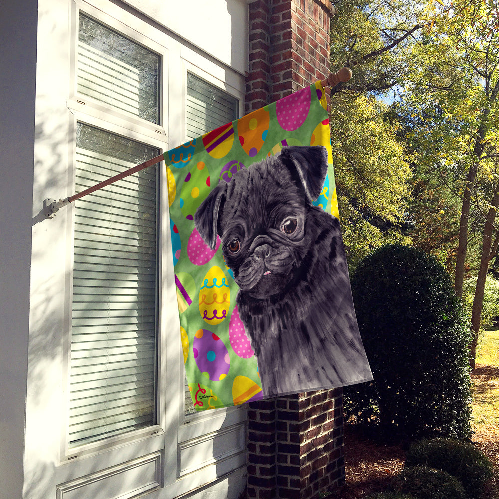 Pug Easter Eggtravaganza House Flag 28x40 Porch Sleeve Pole Decorative Outside Yard Banner Artwork Wall Hanging, Polyester